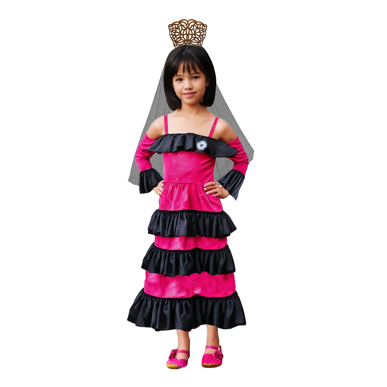 Disfraz Dama Antigua Fucsia/ Celeste